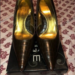 Brown crocodile heel